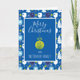 青とエレガント白のクリスマスの漬物 カード