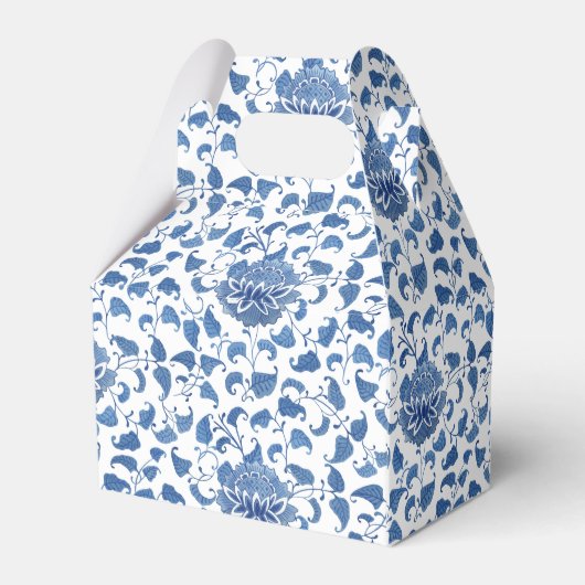 青とエレガント白のヴィンテージChinoiserie結婚の フェイバーボックス (裏面サイド)