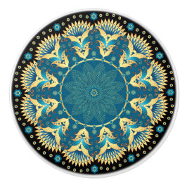 青とエレガント金ゴールドのキャビネットのノブ セラミックノブ