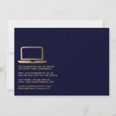 青とエレガント金ゴールドのバーチャル卒業パーティー 招待状 (裏面)