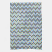 青とエレガント金ゴールドの山形 キッチンタオル (縦)