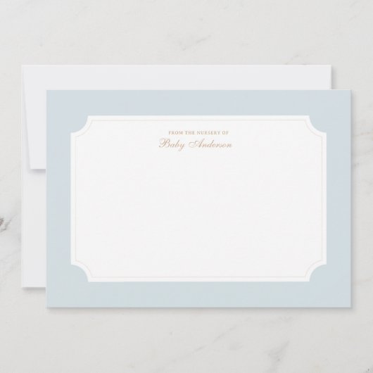 青とエレガント金ゴールドの赤ちゃんシャワーサンキューカード サンキューカード (正面)