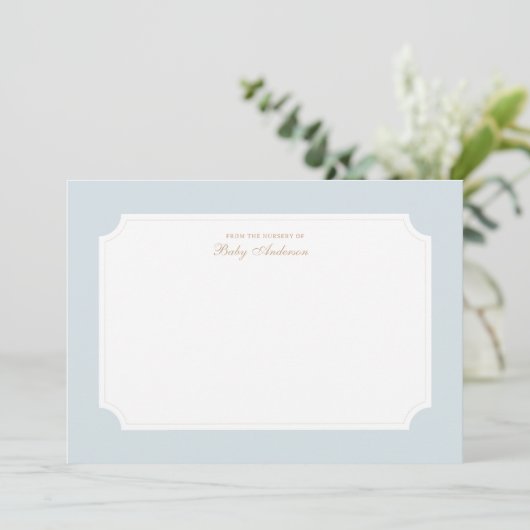 青とエレガント金ゴールドの赤ちゃんシャワーサンキューカード サンキューカード (スタンド正面)