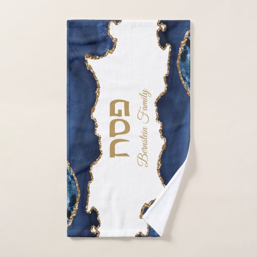 青とエレガント金ゴールドアガテヘブライ語の通行人 ハンドタオル (ハンドタオル)