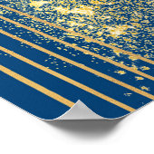 青とエレガント金ゴールドストライプポスター紙（マット） ポスター (角)