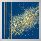 青とエレガント金ゴールドストライプポスター紙(マット) ポスター (正面)