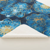 青とエレガント金ゴールドフローラ – ボスタイリッシュタニカル シェルパブランケット (3/4)