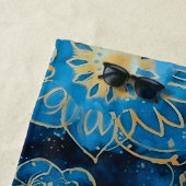 青とエレガント金ゴールドフローラ – ボスタイリッシュタニカル ビーチタオル (インサイチュ)