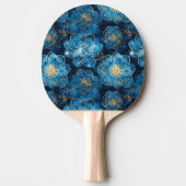 青とエレガント金ゴールドフローラ – ボスタイリッシュタニカル 卓球ラケット (正面)