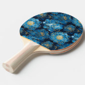 青とエレガント金ゴールドフローラ – ボスタイリッシュタニカル 卓球ラケット (正面アングル)