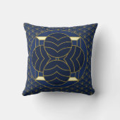 青とエレガント金ゴールドヴィンテージデコ幾何学芸術 クッション (裏面)