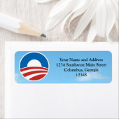 青とオバマOのロゴ ラベル (インサイチュ)