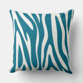 青とオフホワイトゼブラアニマルプリント クッション (正面)