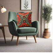 青とオレンジのオリエンタルラグ クッション