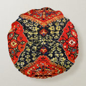 青とオレンジのオリエンタルラグ ラウンドクッション (裏面)