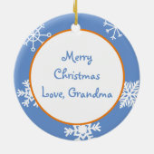 青とオレンジのカップケーキのクリスマス セラミックオーナメント (裏面)