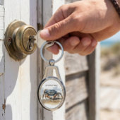 青とオレンジのカニ歩くオンビーチ キーホルダー