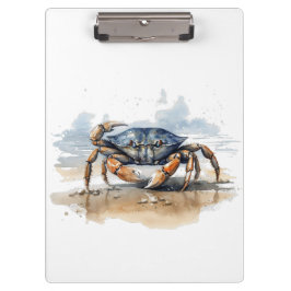 青とオレンジのカニ歩くオンビーチ クリップボード