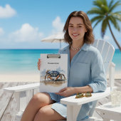 青とオレンジのカニ歩くオンビーチ クリップボード