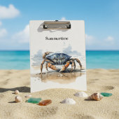 青とオレンジのカニ歩くオンビーチ クリップボード