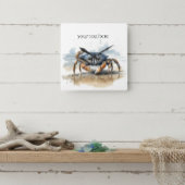 青とオレンジのカニ歩くオンビーチ スクエア壁時計