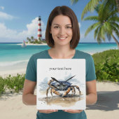 青とオレンジのカニ歩くオンビーチ スクエア壁時計