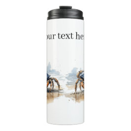 青とオレンジのカニ歩くオンビーチ タンブラー