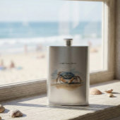 青とオレンジのカニ歩くオンビーチ フラスク