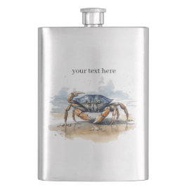 青とオレンジのカニ歩くオンビーチ フラスク