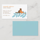 青とオレンジのガーデンバードシルエット 名刺 (正面/裏面)