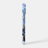 青とオレンジのサンゴ礁の上の熱帯魚の電話ケース iPhone 15ケース (右側面)