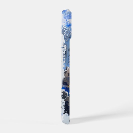 青とオレンジのサンゴ礁の上の熱帯魚の電話ケース iPhone 15ケース (右側面)