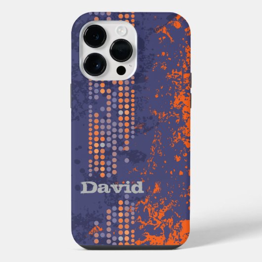 青とオレンジのサーフスタイルの名前 iPhoneケース (裏面)