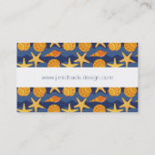 青とオレンジのシーシェルパターン 名刺 (裏面)