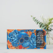 青とオレンジのスカルフォトカードテンプレート シーズンカード (スタンド正面)