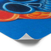 青とオレンジのスカルプリント ポスター (角)