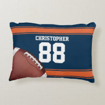 青とオレンジのストライプジャージーグリッドアイアンフットボール