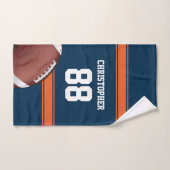 青とオレンジのストライプジャージーグリッドアイアンフットボール バスタオルセット (ハンドタオル)