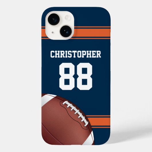 青とオレンジのストライプジャージーグリッドアイアンフットボール Case-Mate iPhoneケース (裏面)