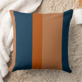 青とオレンジのストライプ クッション (ブランケット)