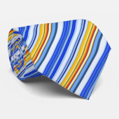 青とオレンジのストライプ ネクタイ (ロール)