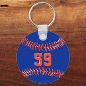 青とオレンジのソフトボパーソナライズされたールキーホルダー キーホルダー (裏面)