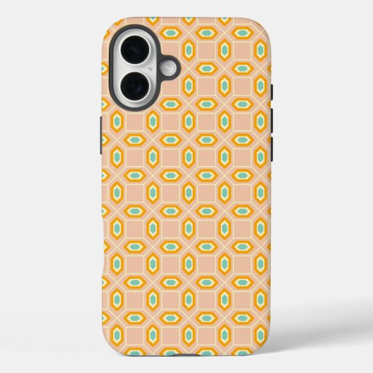 青とオレンジのダイヤモンド型の幾何学模様 Case-Mate iPhoneケース (裏面)