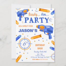 青とオレンジのダーツガン 招待状