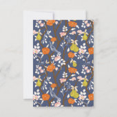 青とオレンジのチノワズリーの鳥 サンキューカード (裏面)