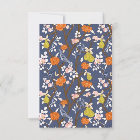 青とオレンジのチノワズリーの鳥 サンキューカード (裏面)