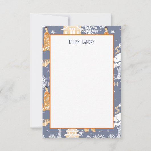 青とオレンジのチャイノジュリーパゴダ サンキューカード (正面)