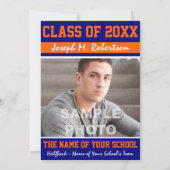 青とオレンジのチームスクールアスリート卒業 招待状 (裏面)