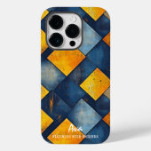 青とオレンジのテクスチャダイヤモンドパターン Case-Mate iPhoneケース (裏面)