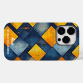 青とオレンジのテクスチャダイヤモンドパターン Case-Mate iPhoneケース (裏面 (横))
